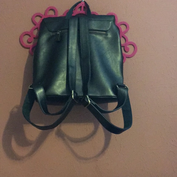 Black Leather Backpack - Picture 3 of 4
